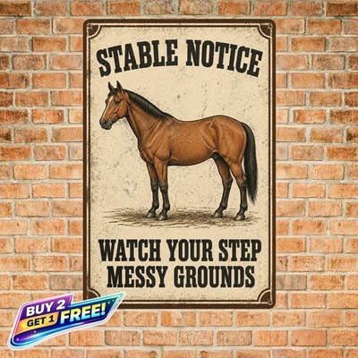Beware of Horse Funny Tin Sign 8x12 Farmhouse Barn Metal Wall Plaque