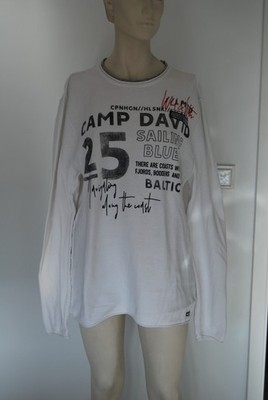 Camp David Feinstrick Pullover rundhals Schrifftapplikation weiß Gr.L (U12)