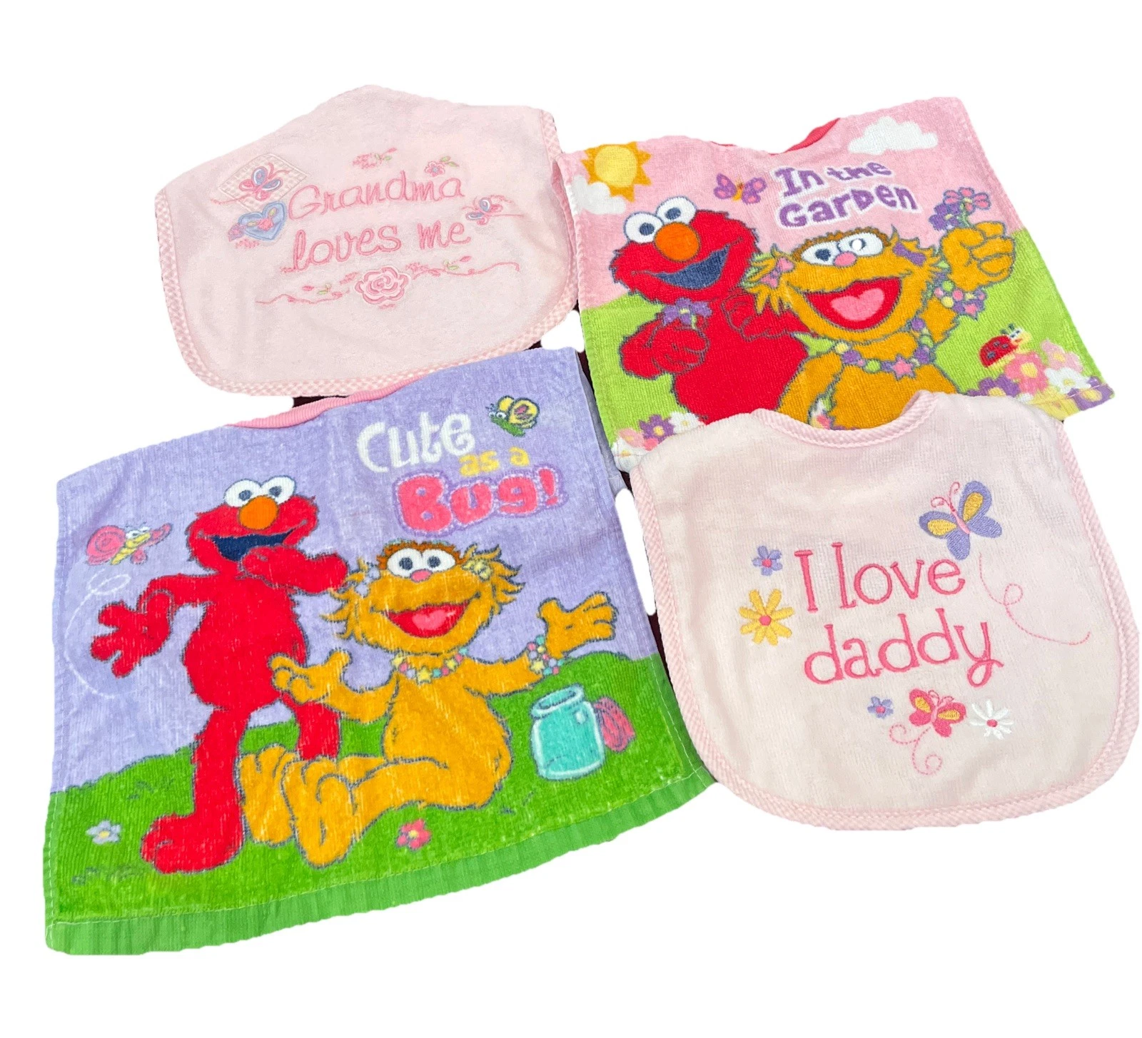 Girls Baby Bibs Elmo Sesame Street I Love Daddy Grandma Loves Me
Opens in a new window or tab