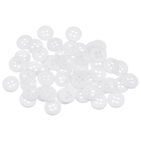"50 StüCk 18L NäHknöPfe 15/32\" (11,5 Mm) Harz Flache 4-Loch HandwerksknöPfe, Weiß"-image