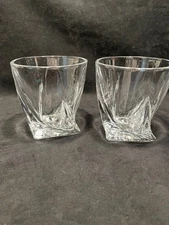 Mikasa Crystal "Motion" Twist Base Double Old Fashion Glasses - Set of 2
