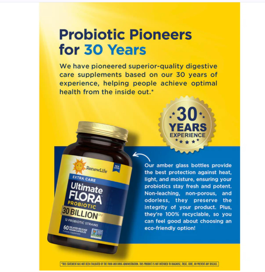 Renew Life Extra Care Ultimate Flora Probiotic 30 Billion CFU 60 Capsules