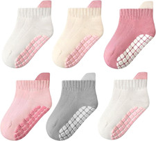 Toddler Non Slip Grip Ankle Socks with Grippers Cute Seamless for Baby Boys Girl