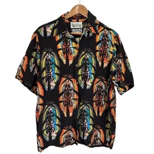 WACKO MARIA x BUDSPOOL HAWAIIAN SHIRT Type 1 Aloha Shirt Size M, Black mens USED