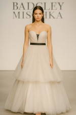 BHLDN Badgley Mischka Faye Gown sz 4 Sample Sale Blush Black $2600 Wedding