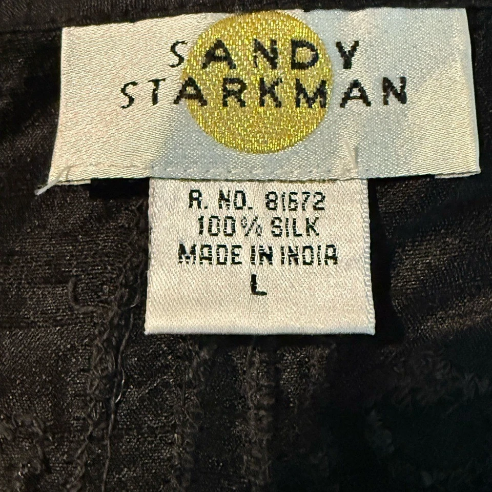 Chaqueta Top Sandy Starkman 100% Seda Bordada con Cuentas - Negra Talla Grande Foto 4 de 4