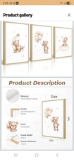 BACCONE Bear Nursery Wall Art Decor 3 Pcs Teddy Bear Canvas Wall Art Baby Boy