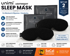 2 Unimi Lightweight Sleep Masks Blackout Eye Masks for Travel Migraine Black