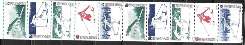 Sweden Stamp Booklet 1974 SC# 1035a ' Skiing ', BP of 10, 2 each #1031-1035 - Image 3 of 3