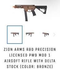Zion Arms R D Precision PW9 MOD 1 Airsoft Rifle W/Delta Stock YOU PICK COLOR 