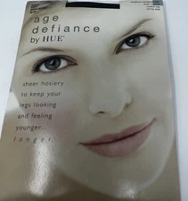 HUE Womens Age Defiance Sheer Control Top Pantyhose Size C Nude Nylon Spandex US