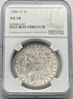 1880-O Silver Morgan Dollar Coin AU 58 NGC Certified