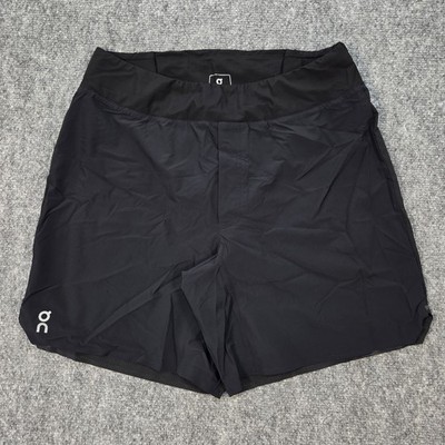 On Cloud Running Lightweight Shorts Mens Small Black Performance 7'' Inseam Lined