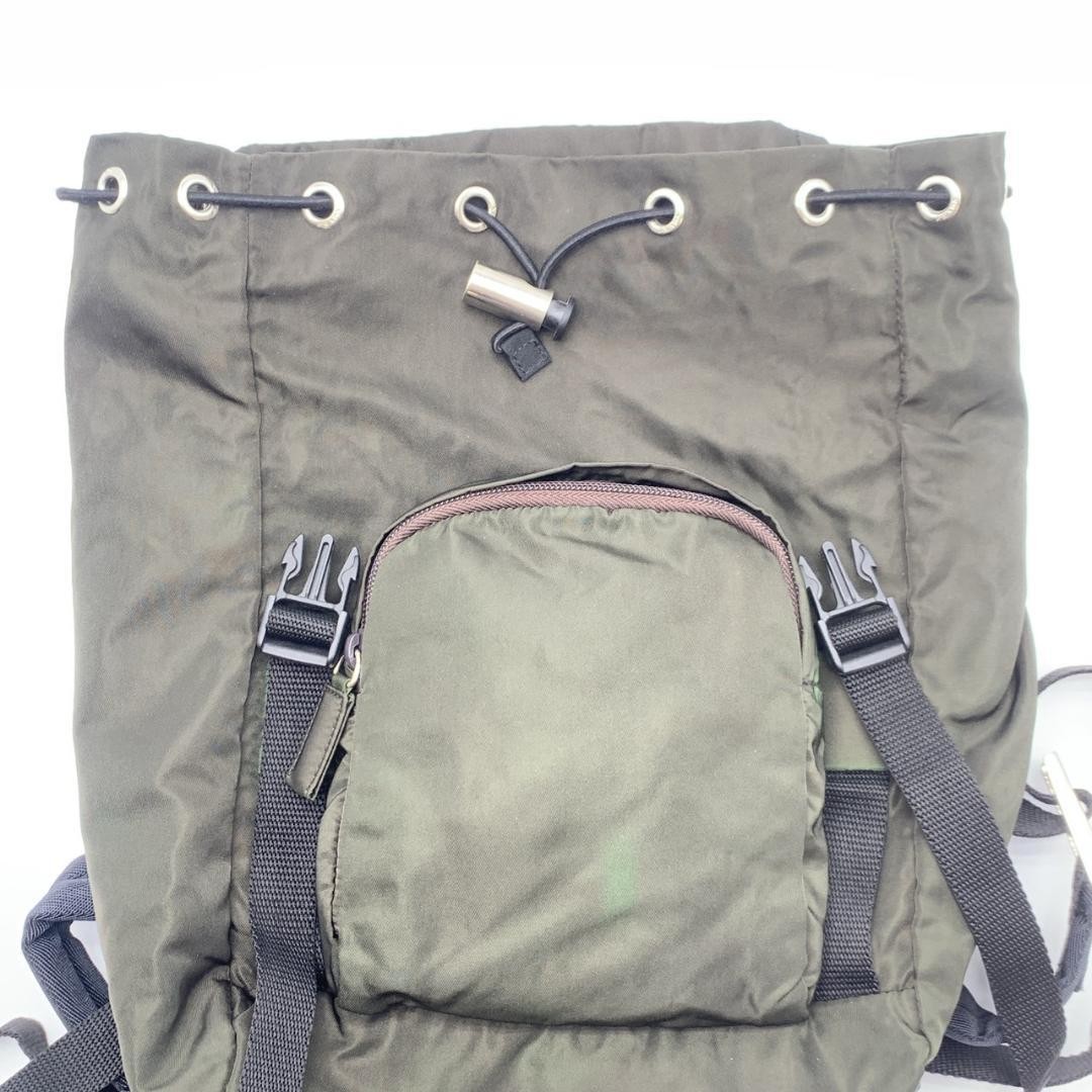 Prada Mini Drawstring Backpack in Khaki Nylon Tri… - image 13