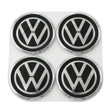 NEW GENUINE VOLKSWAGEN UP! E-UP! WHEEL CENTER HUB CAP BLACK AND CHROME SET OF 4