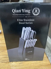 Stainless Steel Knife Set: Kitchen Knives Sets with Block - 15 Pieces 