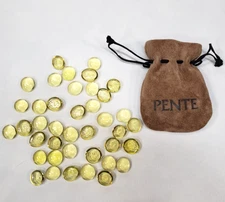 Pente Replacement Stones 40 Yellow Glass Stones In Brown Pouch Bag Vintage Piece