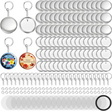 100 Pack Button Maker Keychain Supplies, 58 Mm / 2.25 Inch Metal Keychain Making