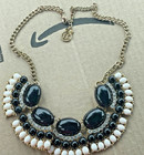 Erica Lyons SIGNED black classy Necklace chunky vintage statement enamel crystal — photo 5