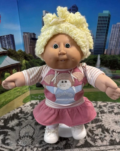 1986 yellow single pony cabbage patch popcorn official dark pink  Portrait Dress