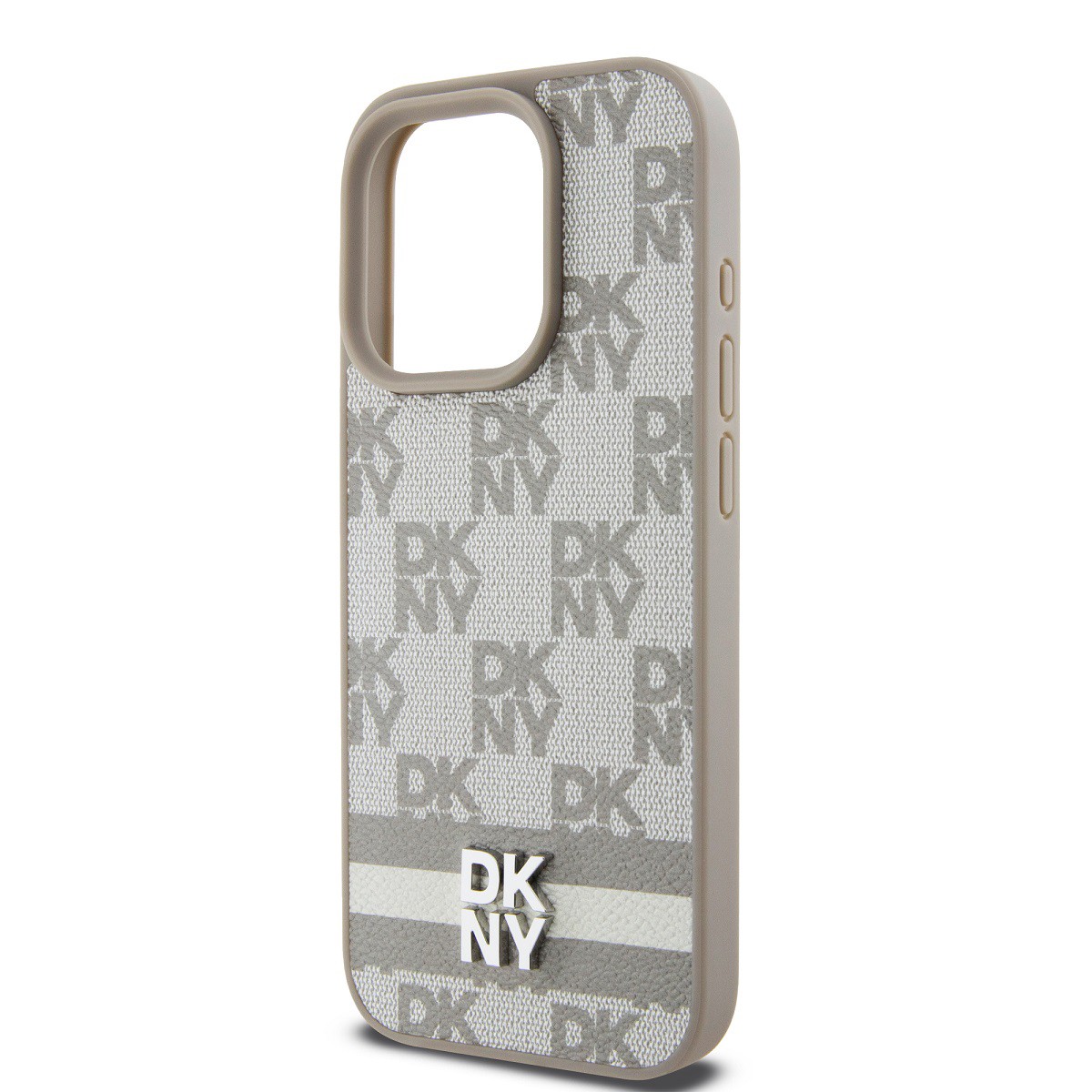 Coque iPhone 13 Pro Max DKNY beige anti-rayures pour protéger un grand écran