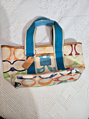 Coach Canvas Leather Small Signature Scribbled mini Tote C05K-5659