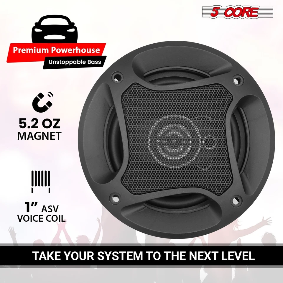 5Core Coaxial Car Speakers 4” Pair 250W 4Ohm 2 Way Woofer Audio w Tweeter - Image 4 of 4