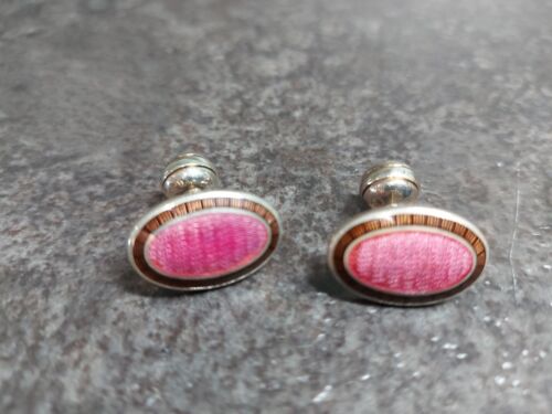 Cuff Links Hallmarked Silver and Pink Enamel Charles Tyrwhitt Boxed