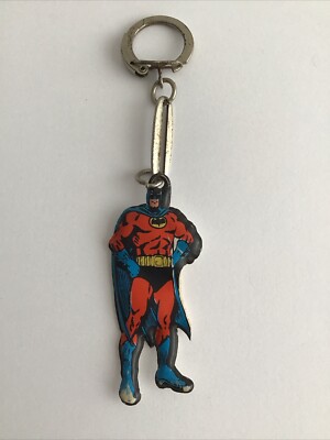 VINTAGE OLD RARE 1967 FOAM BATMAN KEYCHAIN DC COMICS SUPERHERO KEYRING 7CM