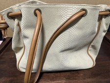 Sundance Womens Handbag Purse Beige Brown Strap Leather Snake Print