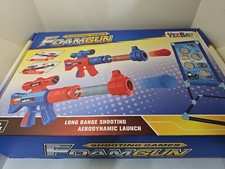 Kids Shooting Game Toy Set 2 Popper Pump Air Guns Targets 24 Foam Balls Ages 6 