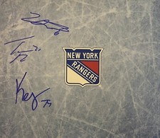 K'Andre Miller, Zac Jones, Tyler Pitlick Signed 8x10 Photo! Rangers Logo! W/COA