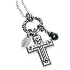 Cross charm Necklace with Black Marble Gothic stainless steel Pendant necklace