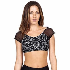 NWT WOMENS VOLCOM UNTAMED HEARTS SHORT SLEEVE RASHGUARD 52 S black