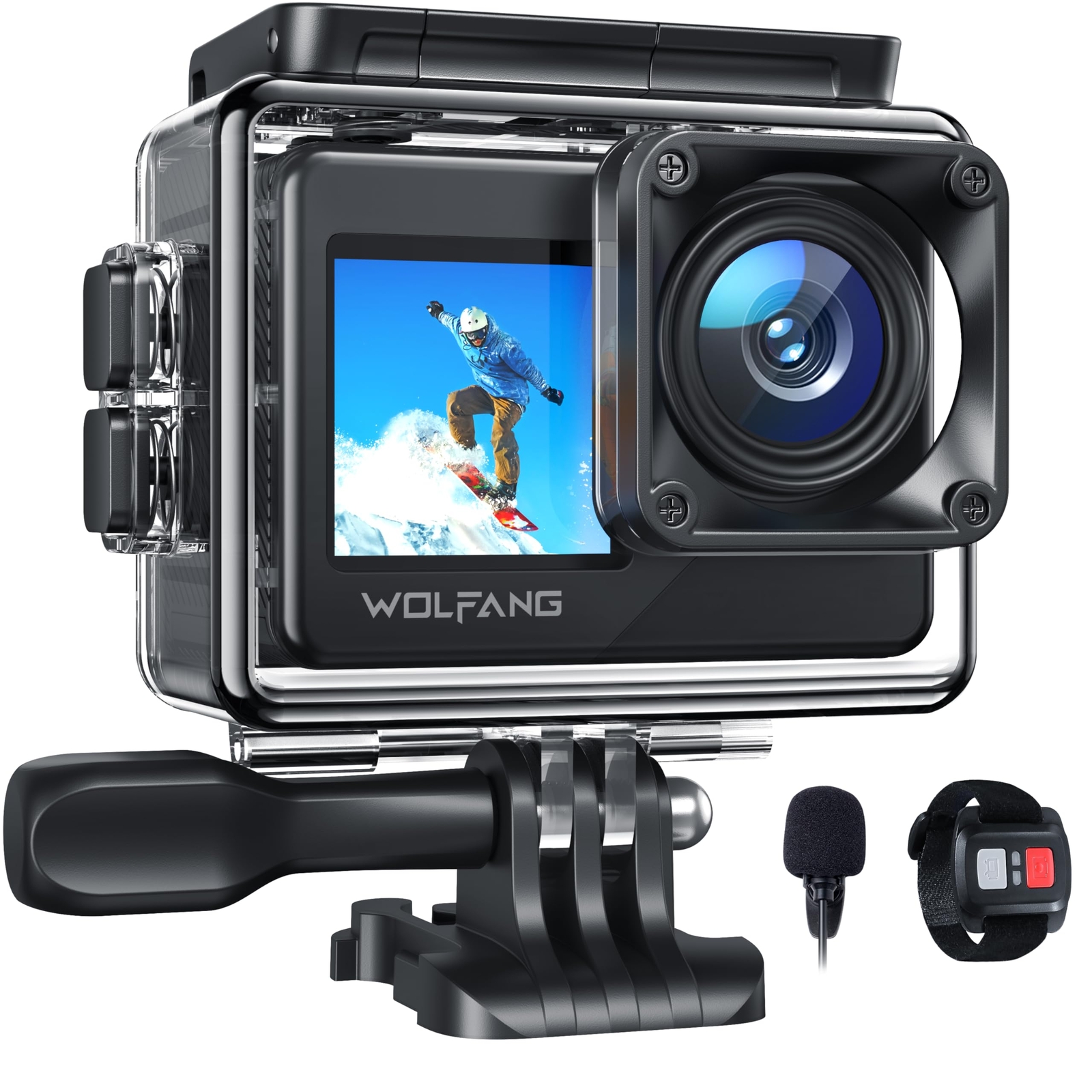 Action Camera 4K 30FPS GA120,WOLFANG Dual Color Screen Action Cam,20MP (I5t)