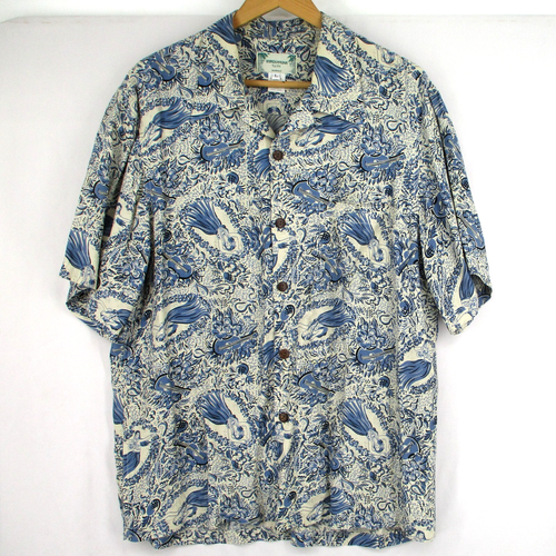 Vintage 70s Kamehameha Hawaiian Shirt Mens L Hula Girls Rayon Coconut Buttons - Picture 2 of 7