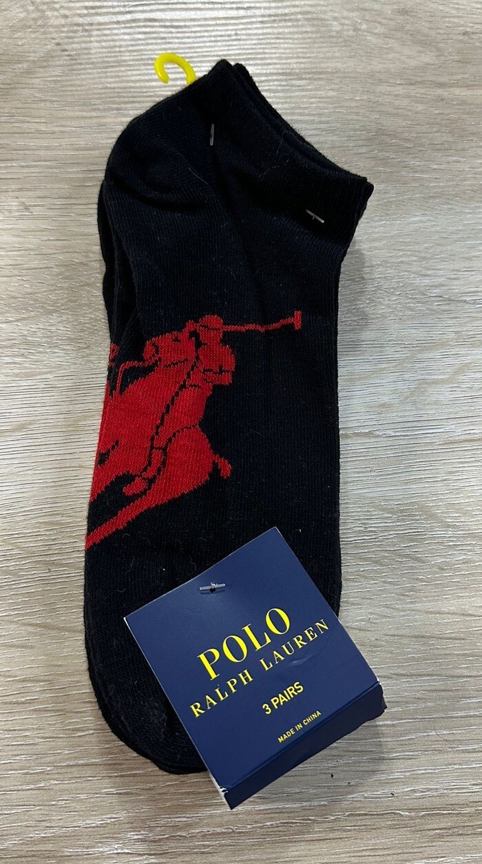 Polo Ralph Lauren calzino da uomo nero 10 13 taglio basso caviglia atletica grande pony confezione da 3
