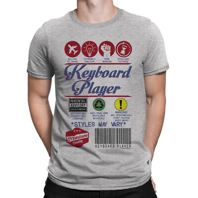  Herren BIO Baumwolle T-Shirt TASTATURSPIELER Musik Label E-Piano Synth
