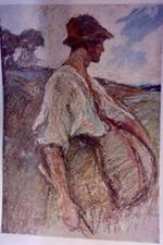 1903 Original Litho Claude Allin Shepperson "The Harvester" Art Nouveau Field Hand