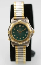 Timex Watch Women Silver Gold Stainless Steel Stretch WR Light Date Green Quartz