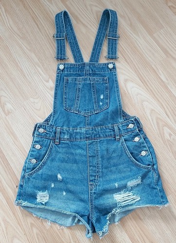 H&M Blue Dungaree Shorts Size UK 8 CN 165/68A
