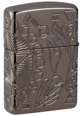 Zippo 49689, Wicca Design Deep Carve Armor Lighter, Black Ice