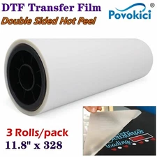 3 Rolls 11.8" x 328FT Direct to Film Transfer Film Roll - Double Sided Warm Peel