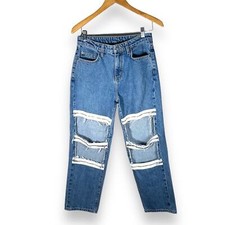 Carmar Hermia Distressed Zipper High Waist Loose Straight Jeans Size 26