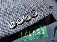 Ralph Lauren 48R Blue Red Gray Check Tweed Wool Blazer Sport Coat Jacket