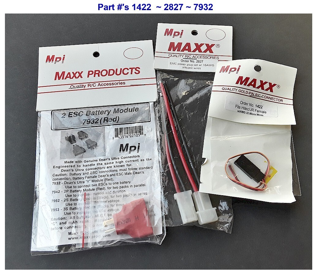 Lot of 3-bags MPI Maxx Parts 7932 Module 1422 Connector Hi-Tec JR Lot of 3-bags MPI Maxx Parts 7932 Module 1422 Connector Hi-Tec JR