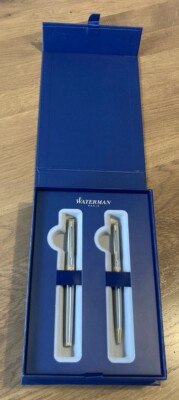 Schönes Waterman Hemisphere 2-Stift Geschenkset - Stahl/Gold - Top Zustand