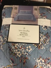 Vera Bradley Quilt 95 Cotton Fill Mini Hibiscus Flower King Set Blue Shams