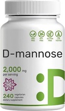 D-Mannose 2000mg 240 Caps Non GMO/Gluten-Free Extra Strength Mannose 2000mg