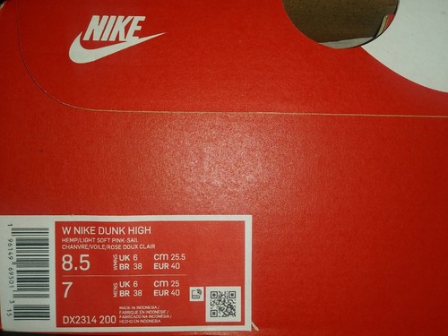 W Nike Dunk High Hemp/Light Soft Pink-Sail DX2314-200 Size 8.5 - Picture 4 of 4